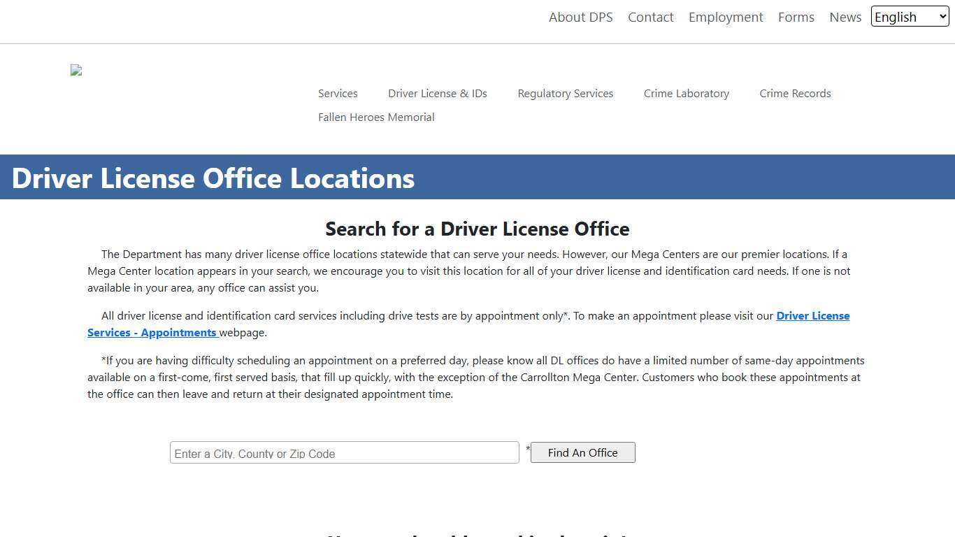 DL Office Locations - Search