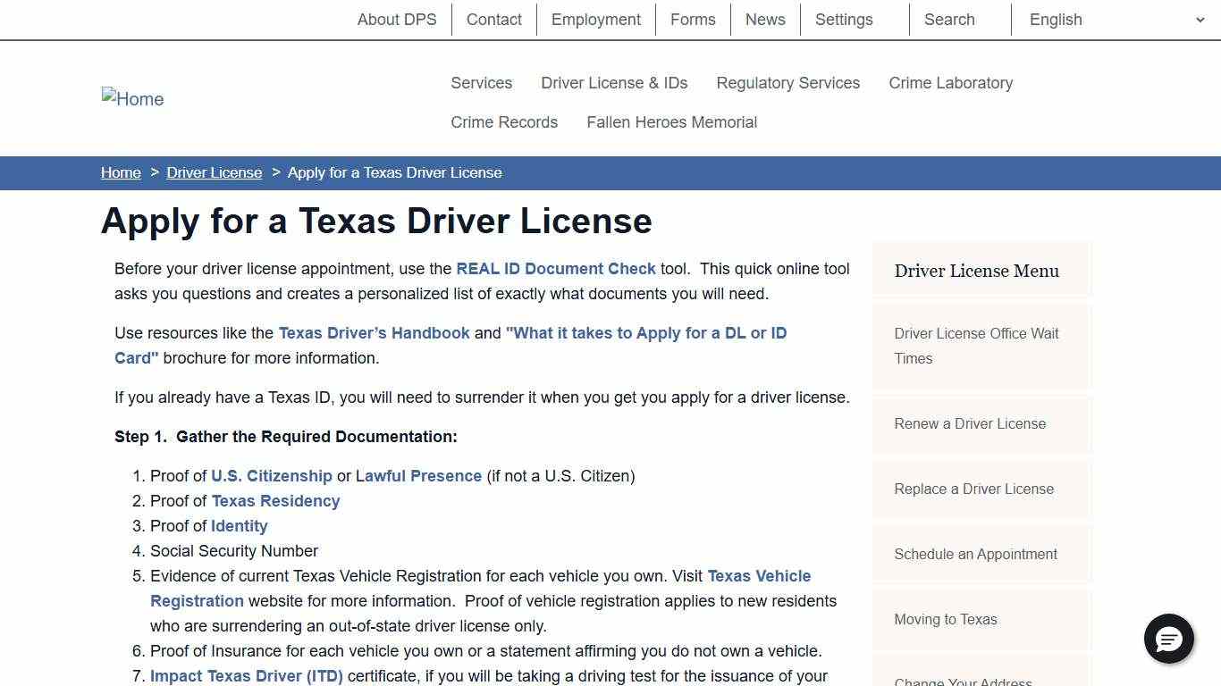 Apply for a Texas Driver License Department of Public Safety